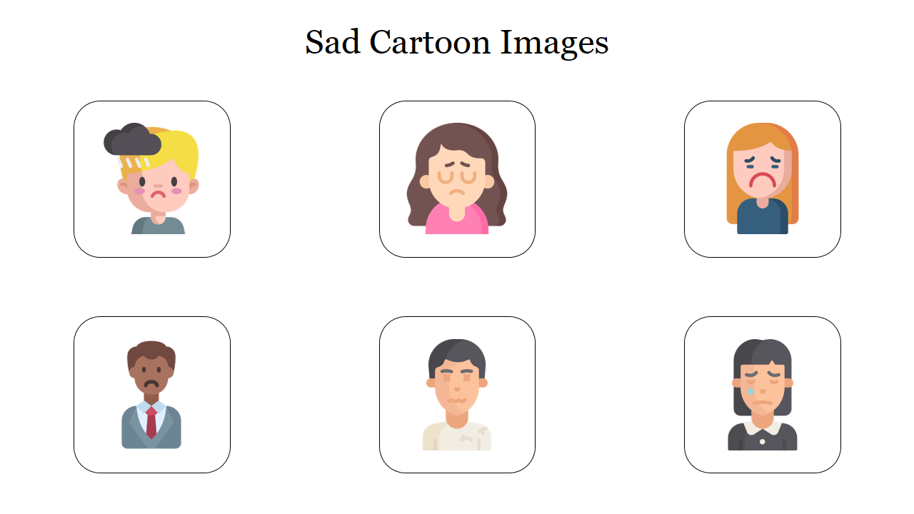 Creative Sad Cartoon Images Template Presentation Slide